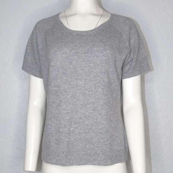 Worthington Cashmere Short Sleeve Top Heather Gray Womens XL fit Medium - Picture 1 of 5